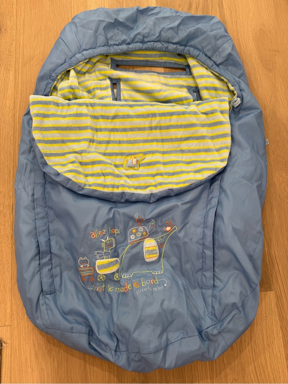 Children's Blue and Yellow Striped Cozy Footmuff - Unbranded